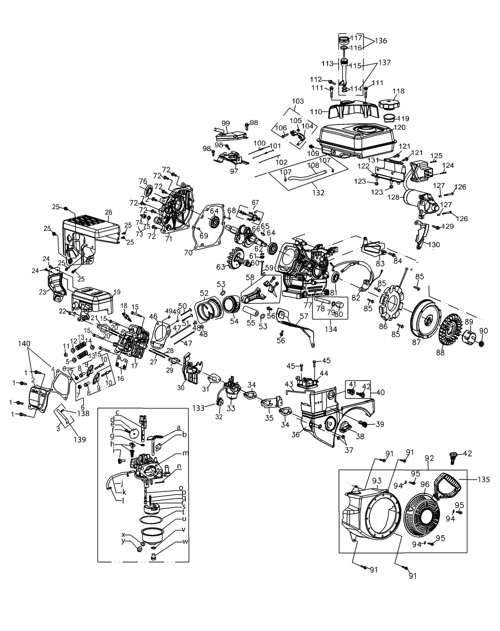 Engine Assembly 365-Sub 2010 And After Diagram and Parts List for 365 2010 & After Cub Cadet Engine